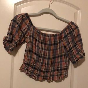 Plaid crop top XS American Eagle EUC